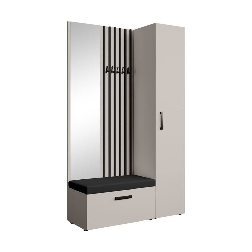 beautysofa Garderobenschrank mit Lamellen und Spiegel MARGARET Jasmine