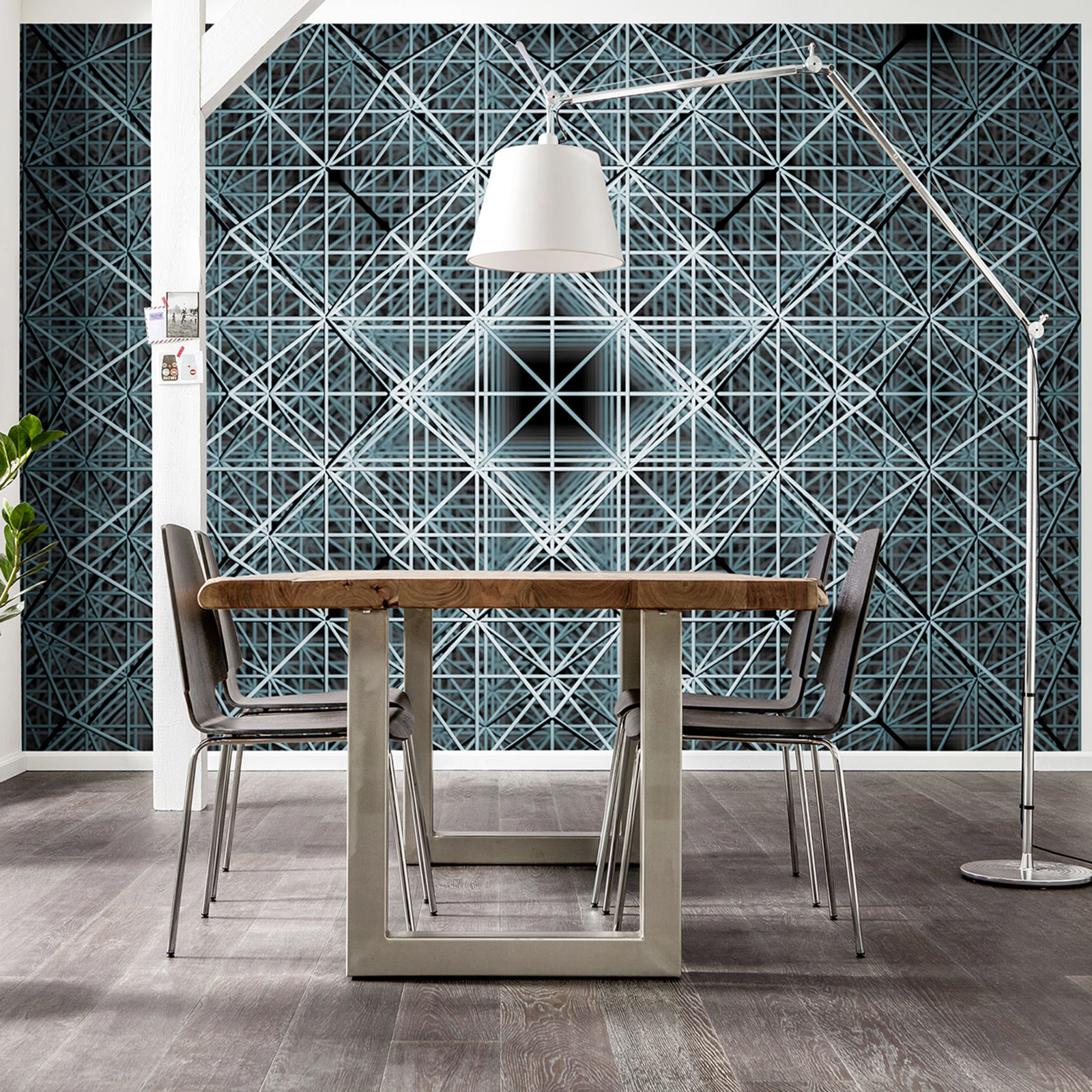 Vlies-Fototapete MATRIX - blau-schwarz-weiß - 368x248 cm