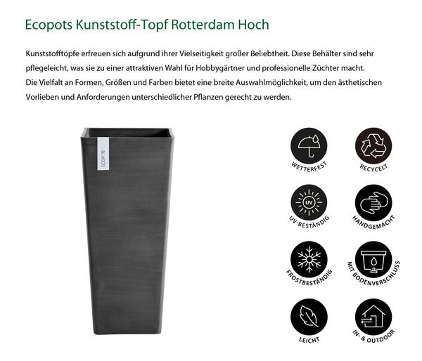 Ecopots Kunststoff-Topf Rotterdam Hoch,