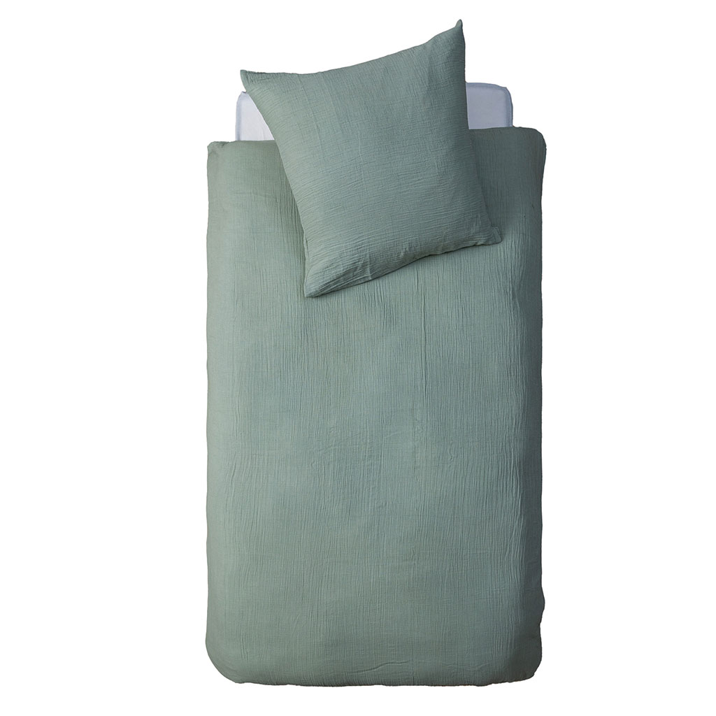 Parure de lit enfant gaze de coton verte 140x200cm