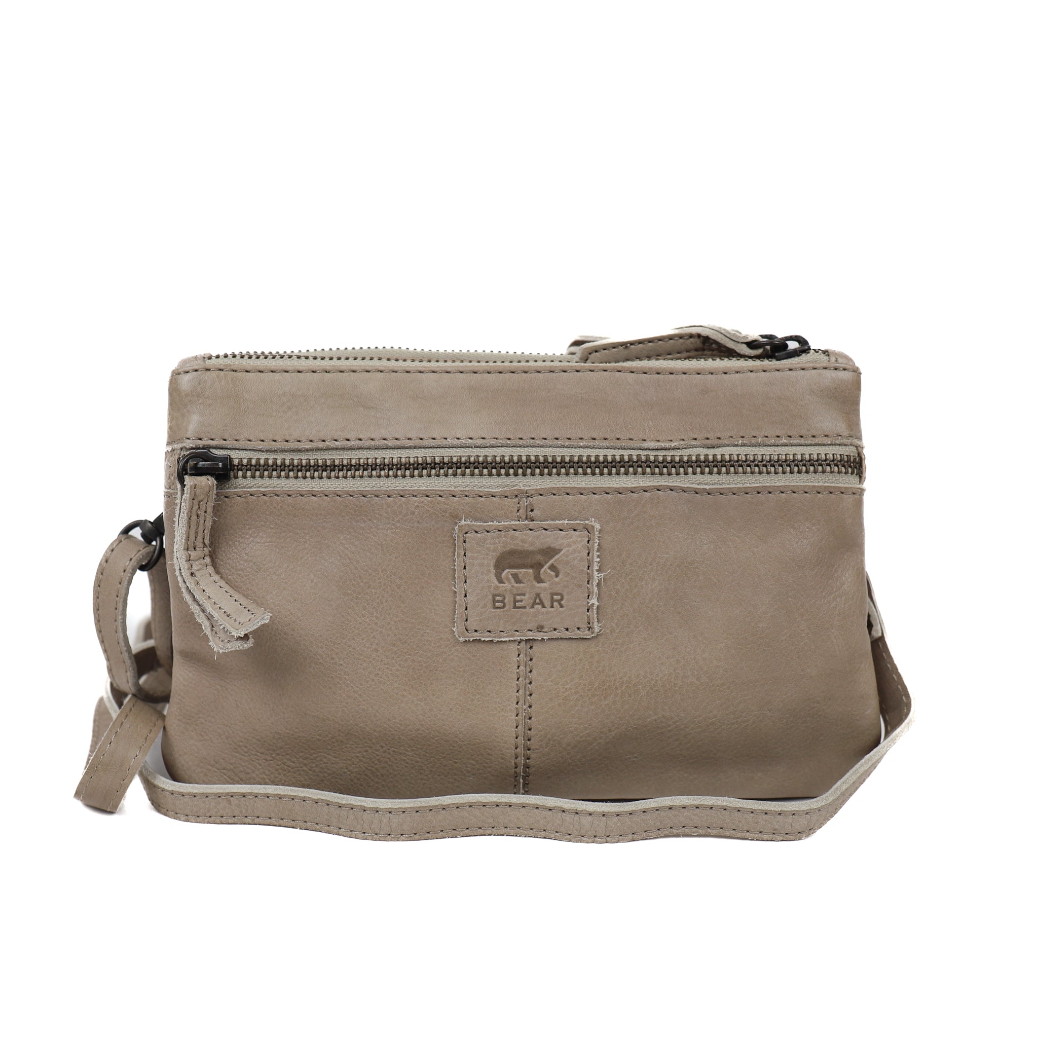 Schoudertasje dubbele rits 'Linda' silver mink Silver mink