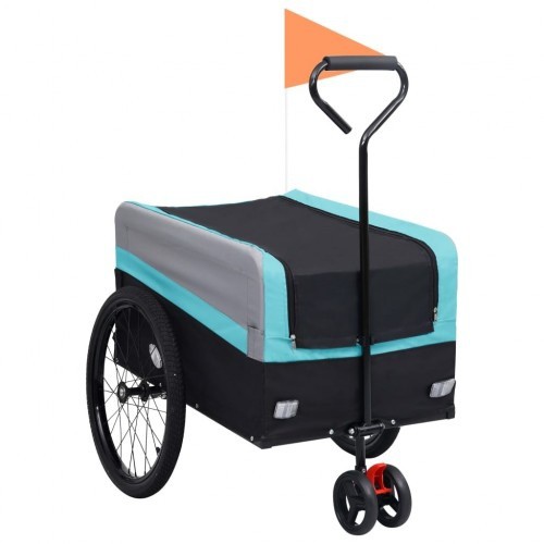 Reboque azul para bicicletas de animais de estimação