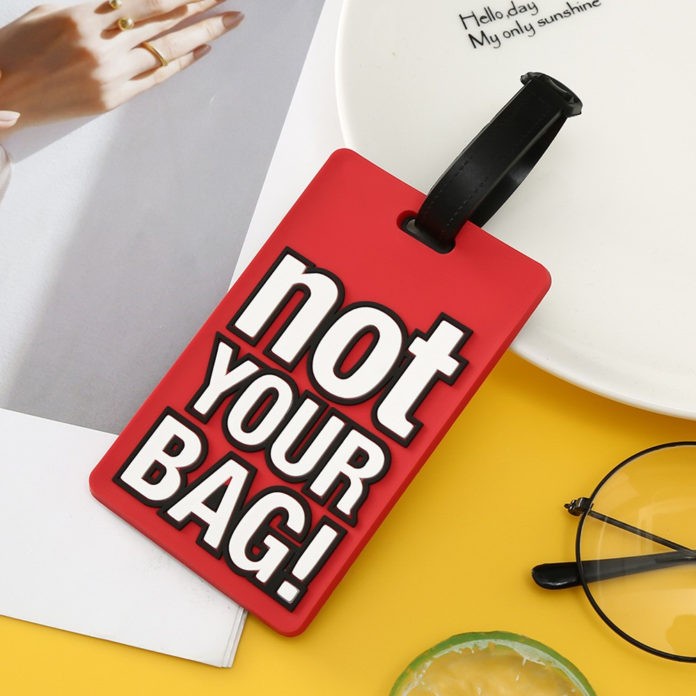 Silikon Kofferanhänger Gepäck Etikette Luggage Tag mit Adressschild Not Your Bag - Rot