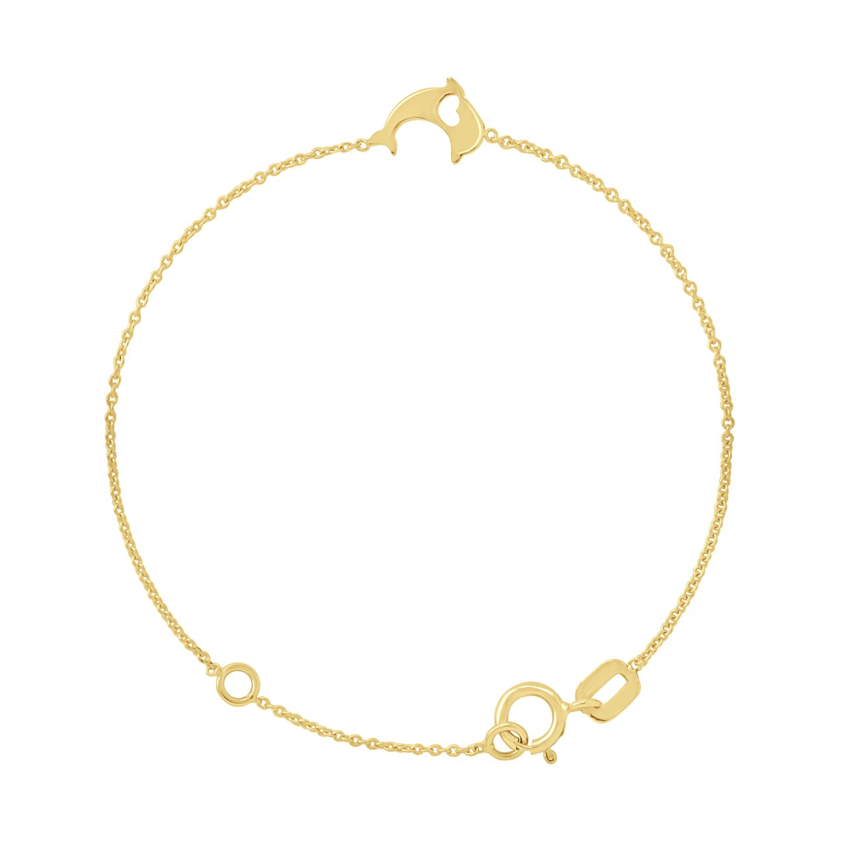 Bracelet DAUPHIN COEUR AJOURÉ - Or Jaune