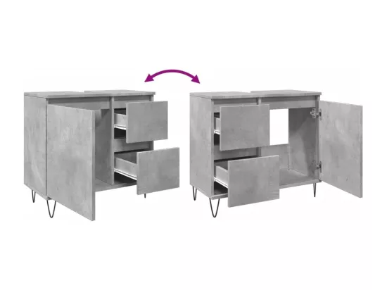 Armoire de lavabo de salle de bain gris béton 65x33x60 cm