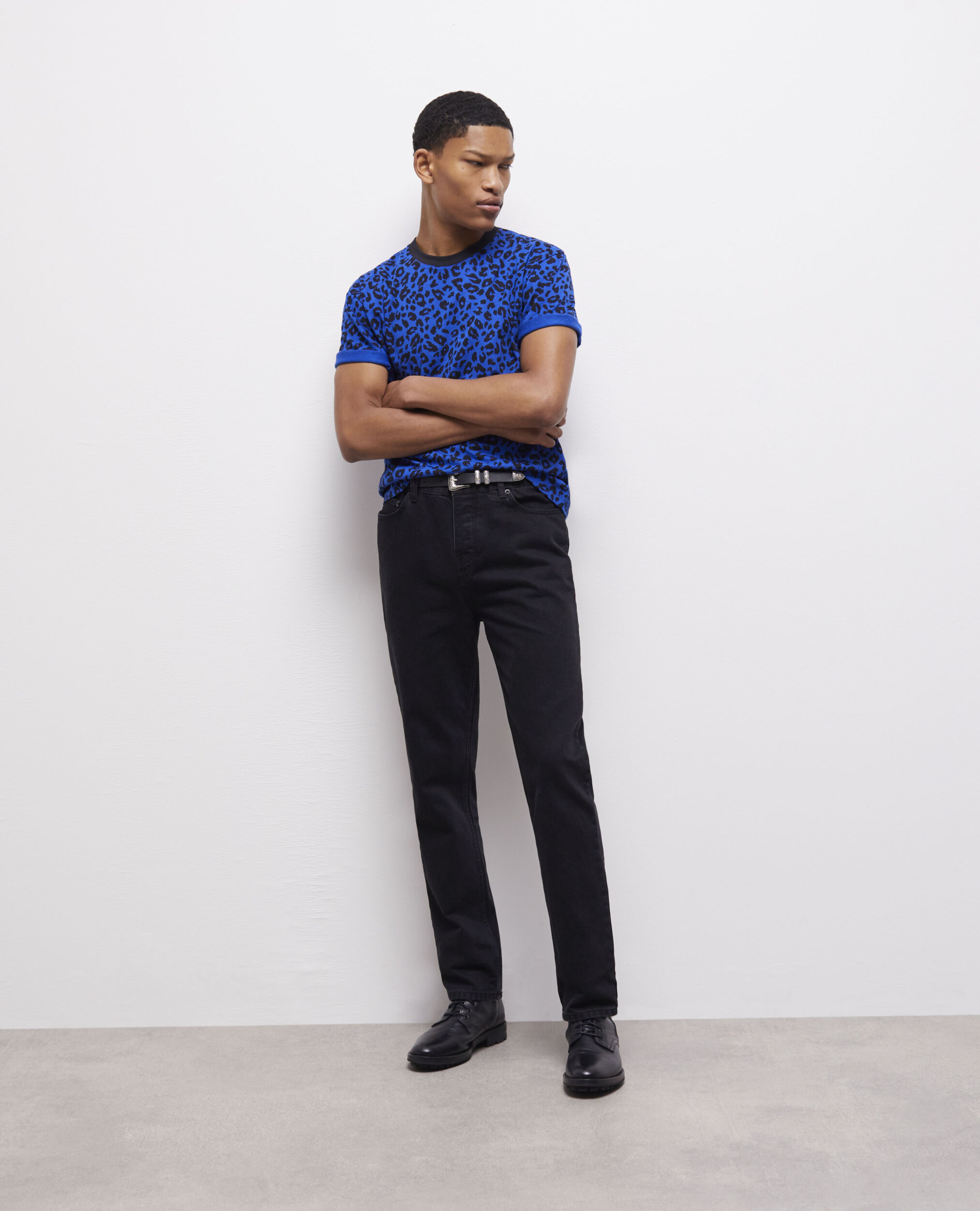 T-shirt léopard bleu