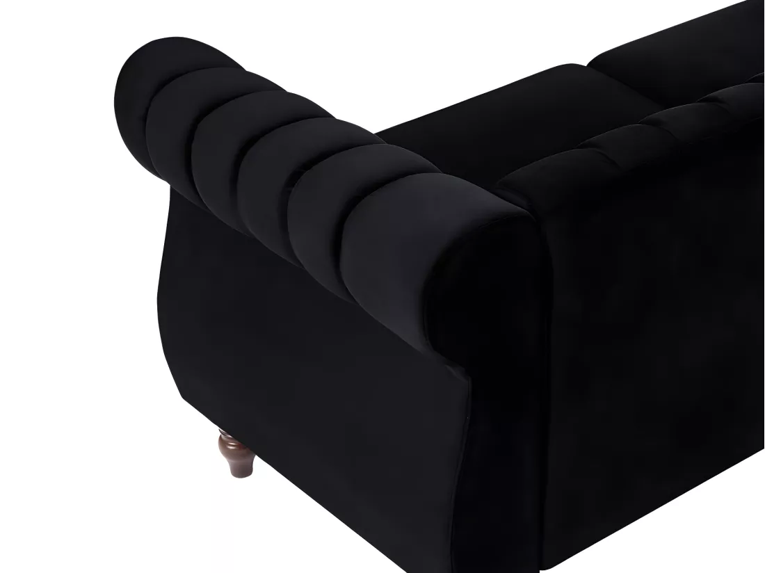 Canapé chesterfield 3 places en velours noir TRUMBO