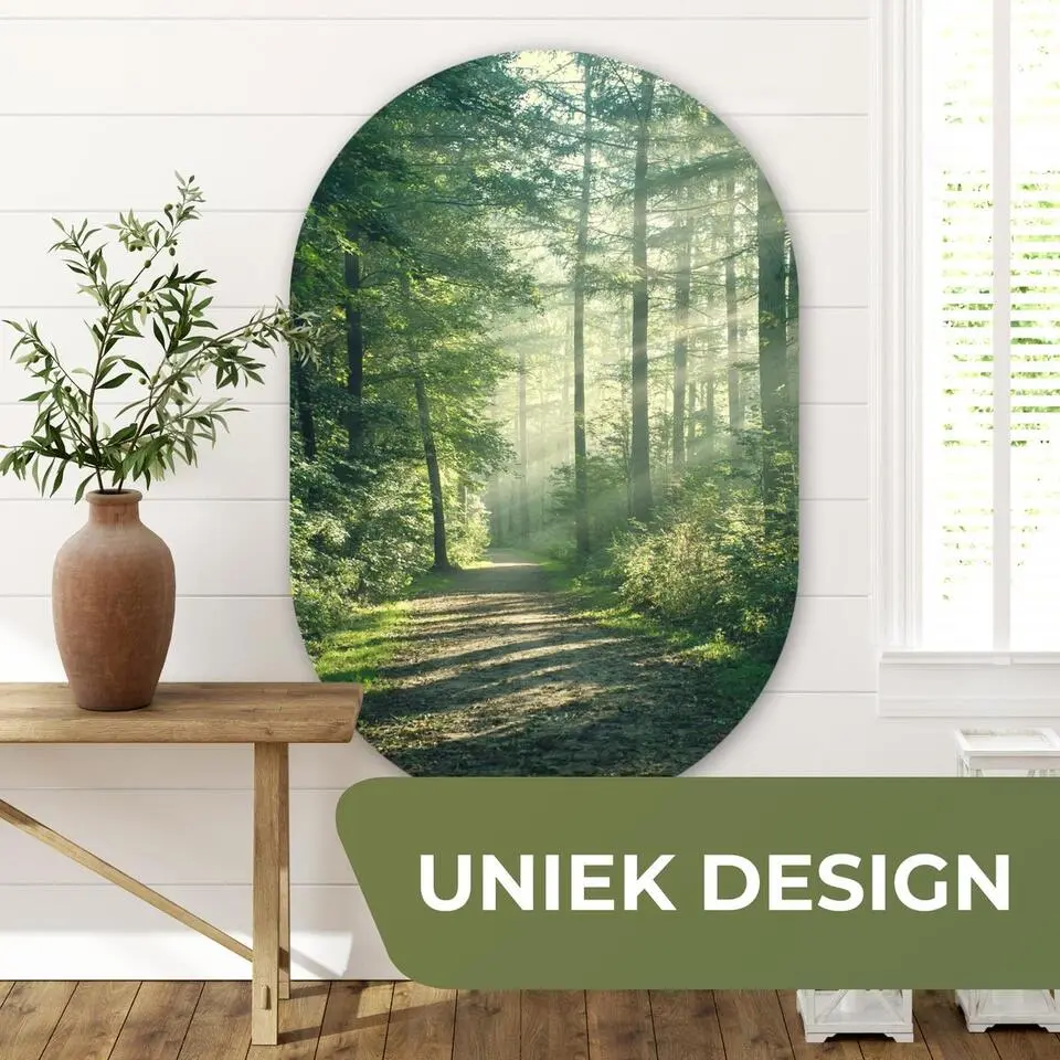 MuchoWow Wand decoratie 80x120cm Bos Pad Zon Bomen Groen