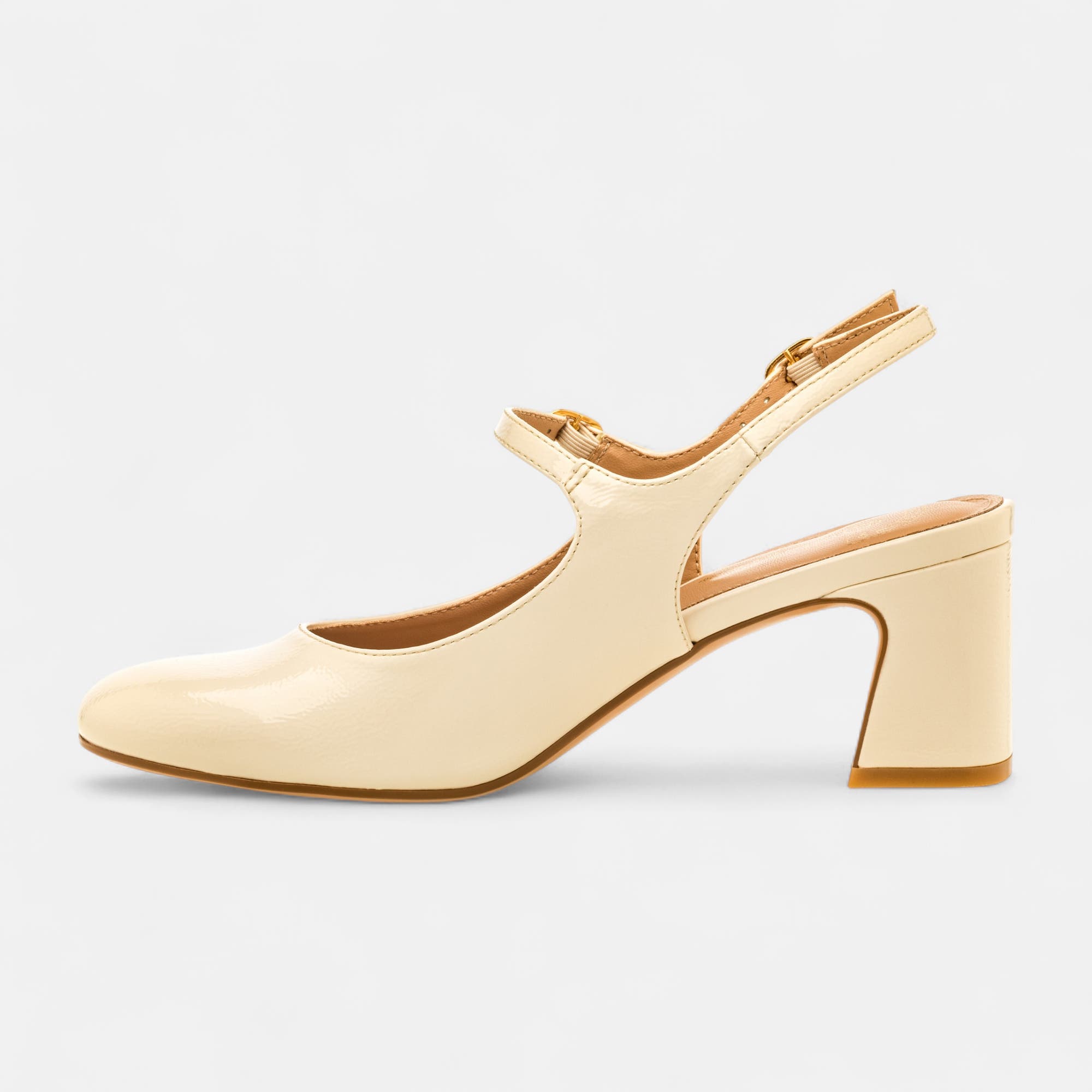 Escarpins avec bride arrière à talon Femme beige
