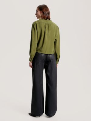 Camisa cropped texturizada sem gola
