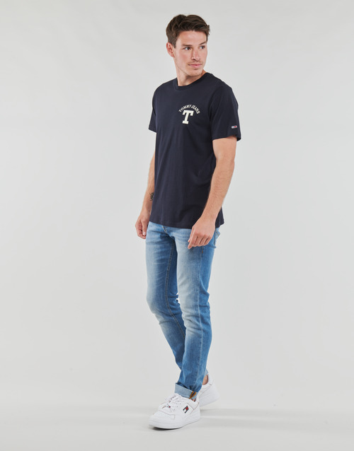 Tommy Jeans - TJM REG CURVED LETTERMAN TEE - Marine