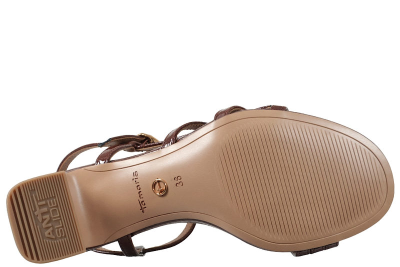 TAMARIS BROWN PATENT SANDAL