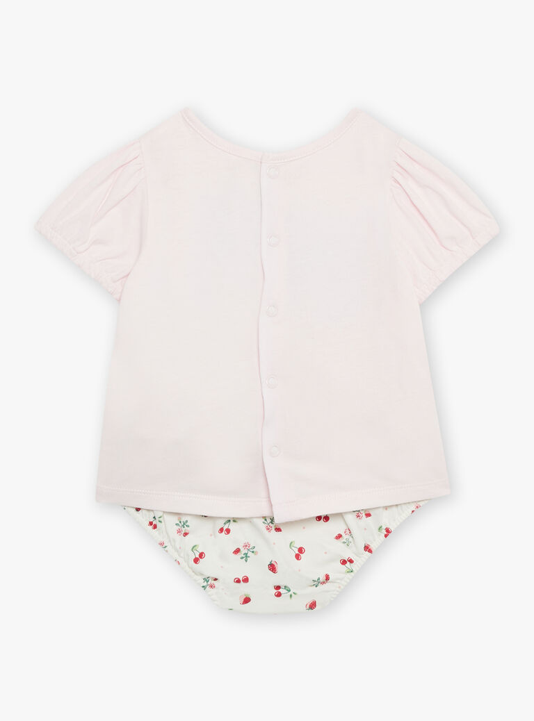 T-shirt et bloomer rose et blanc en jersey