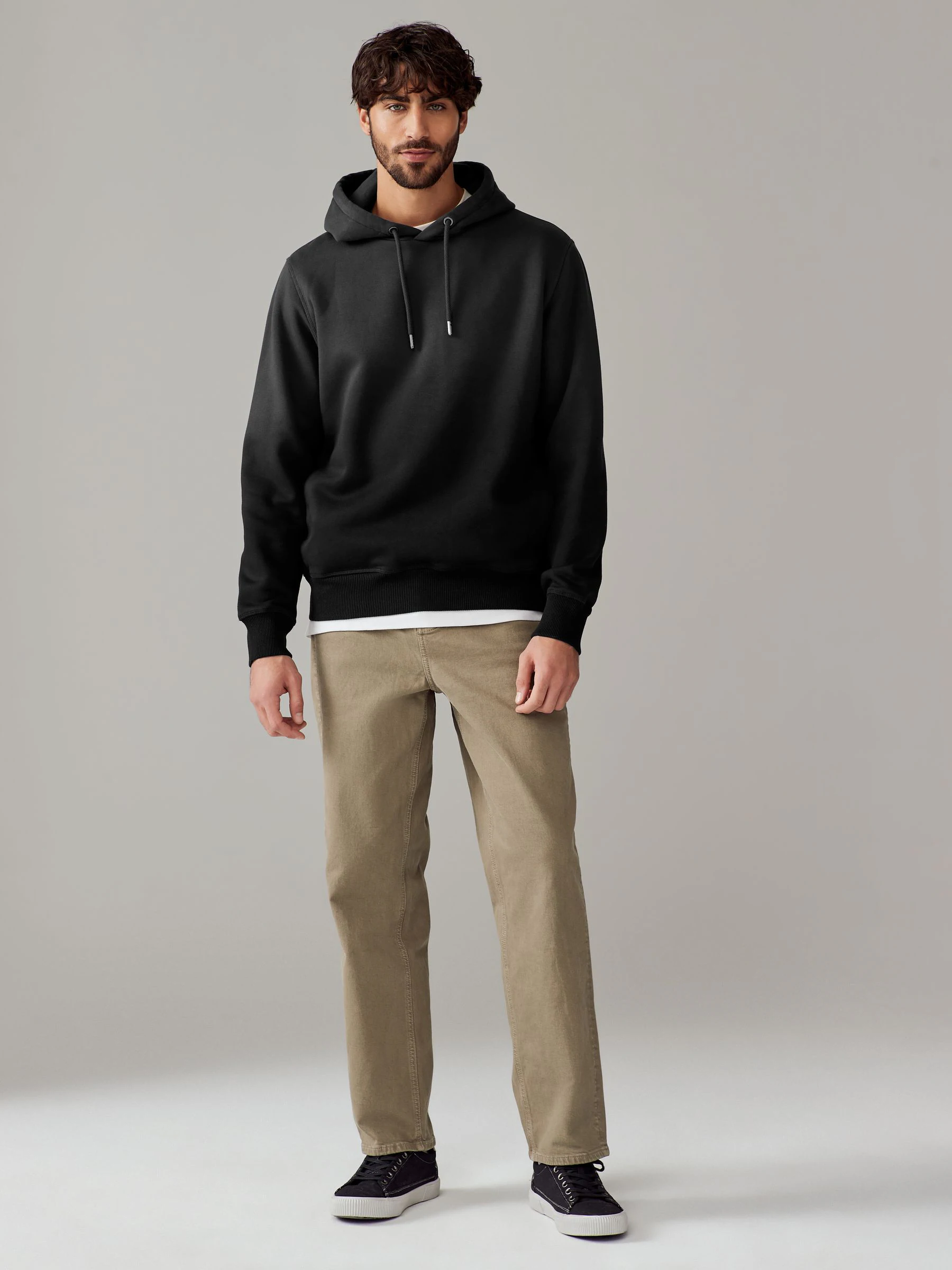 Zwart - Dip Dye Katoenrijke Jersey Hoodie