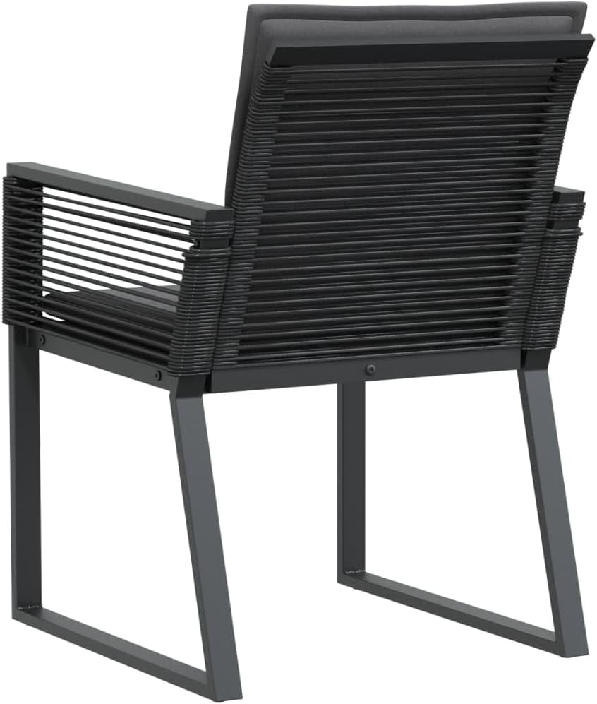 Gartenstühle mit Kissen 2 STK. Schwarz Poly Rattan PE Geflecht Stahlrahmen Bequem Langlebig Wetterfest
