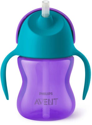 Philips Avent Sugerørkopp med Håndtak 200ml, Lilla/Turkis