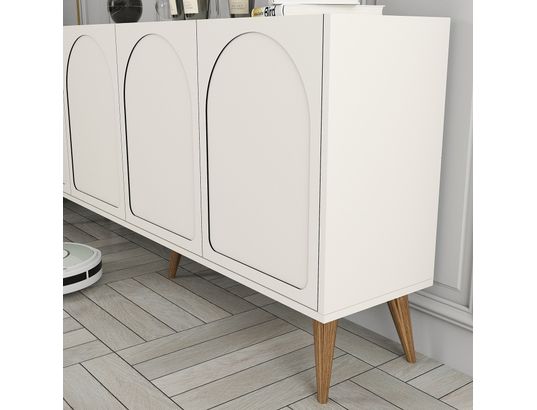 CONCEPT1 - Bahut Lyon creme noix 180 x 35 x 81cm