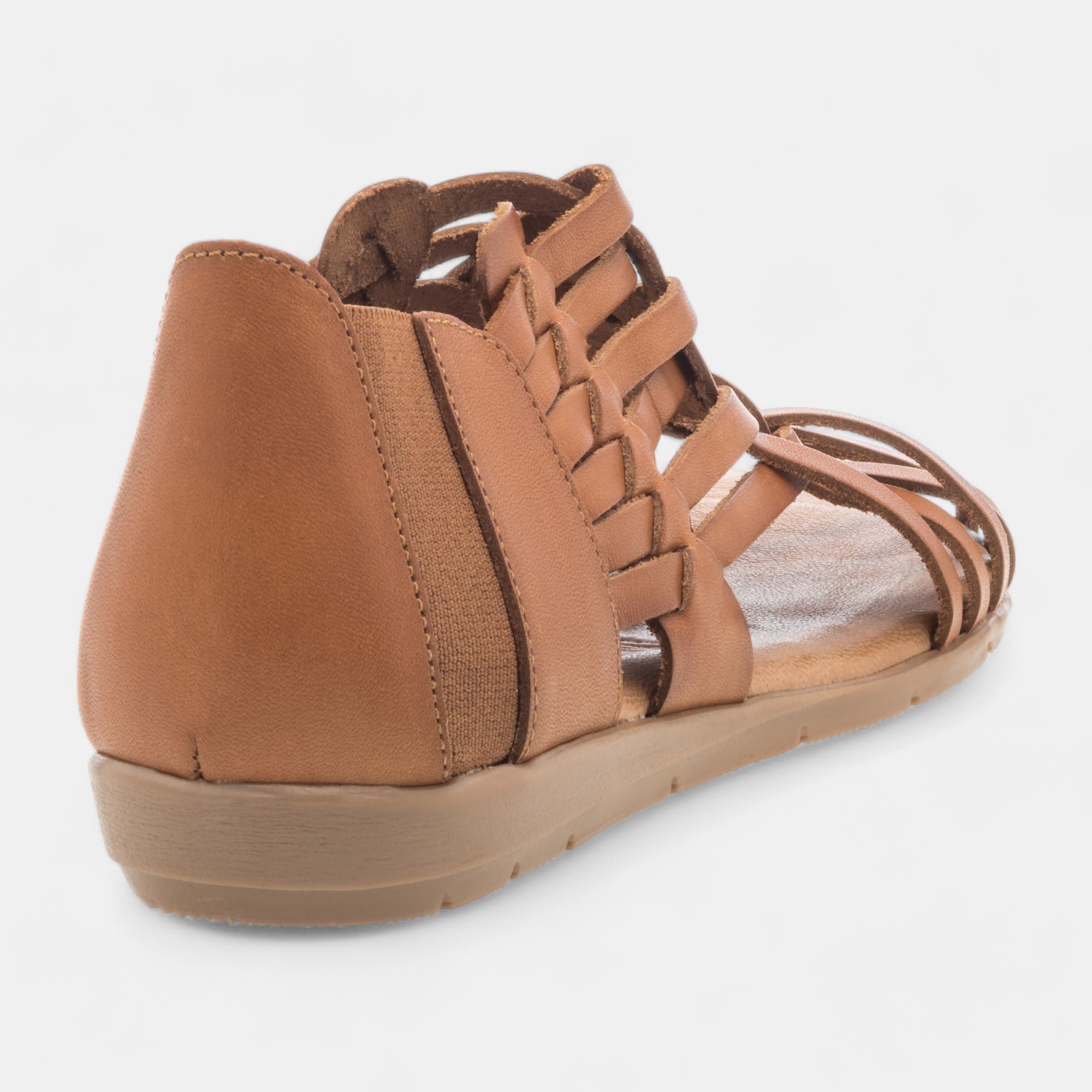 Sandales Femme en cuir cognac