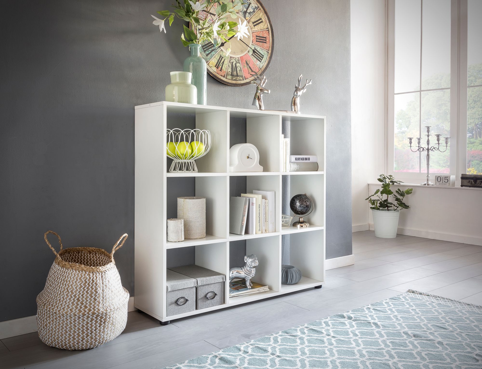 KADIMA DESIGN Modernes Bücherregal, 8 Fächer, kratzfeste Oberfläche, Raumteiler-Funktion.