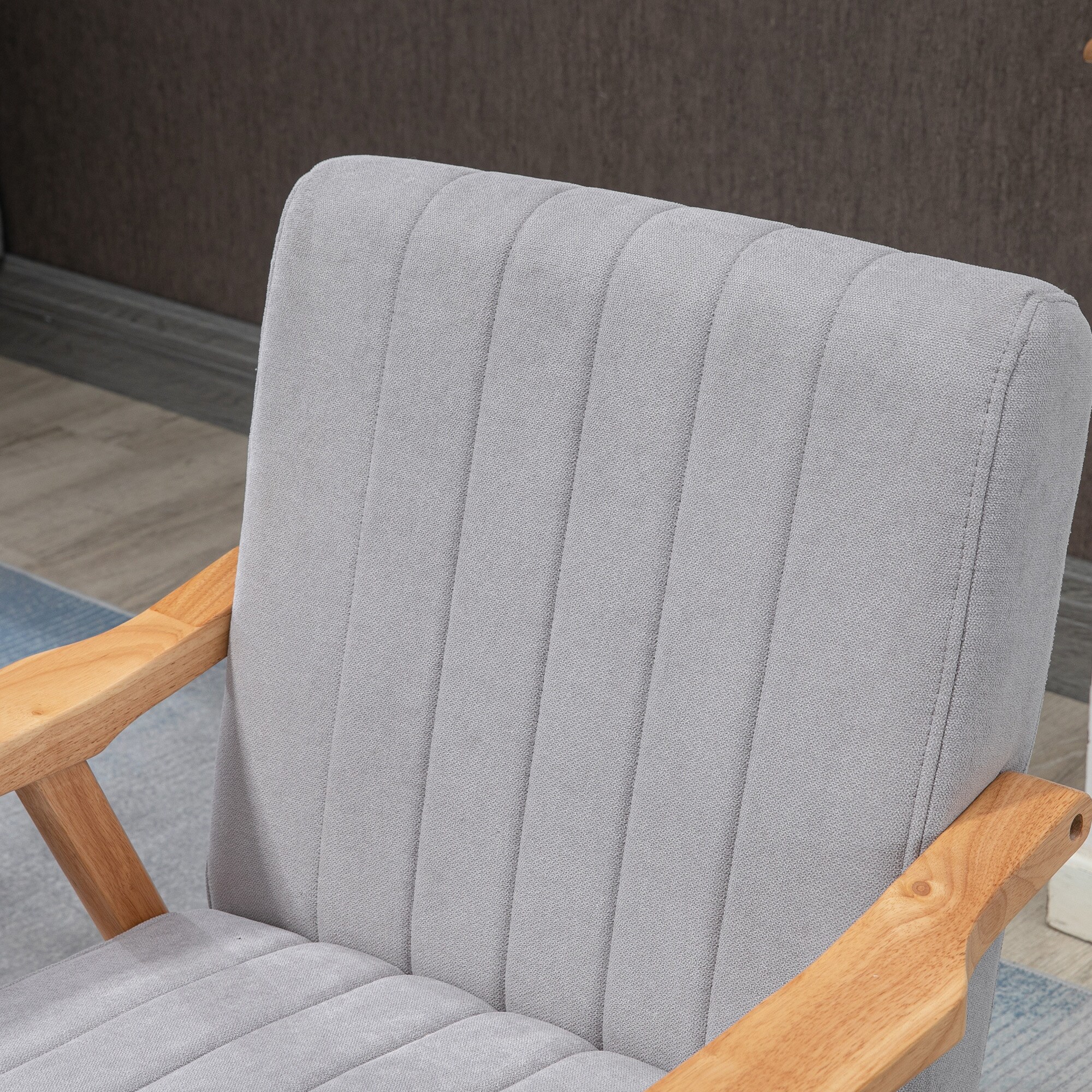 HOMCOM Polstersessel mit Armlehne grau 68L x 74B x 82H cm