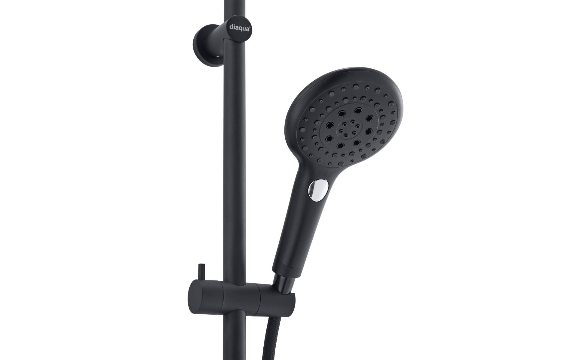 Duschsystem Wakuda Push, Schwarz matt<br>Duschsystem für Duschen und Badewannen