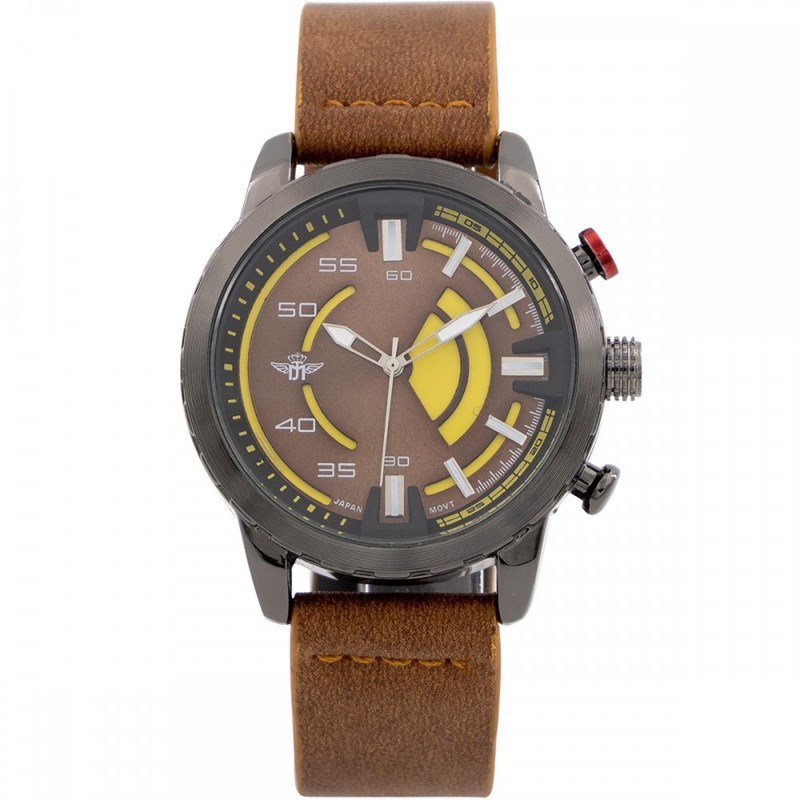 Coffret montre Homme M. JOHN bracelet Cuir Marron