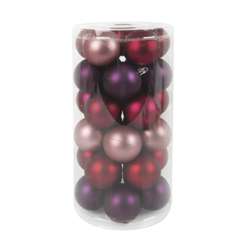 Christmas Goods kerstballen mix kunststof 30 stuks roze paars Ø 16 cm