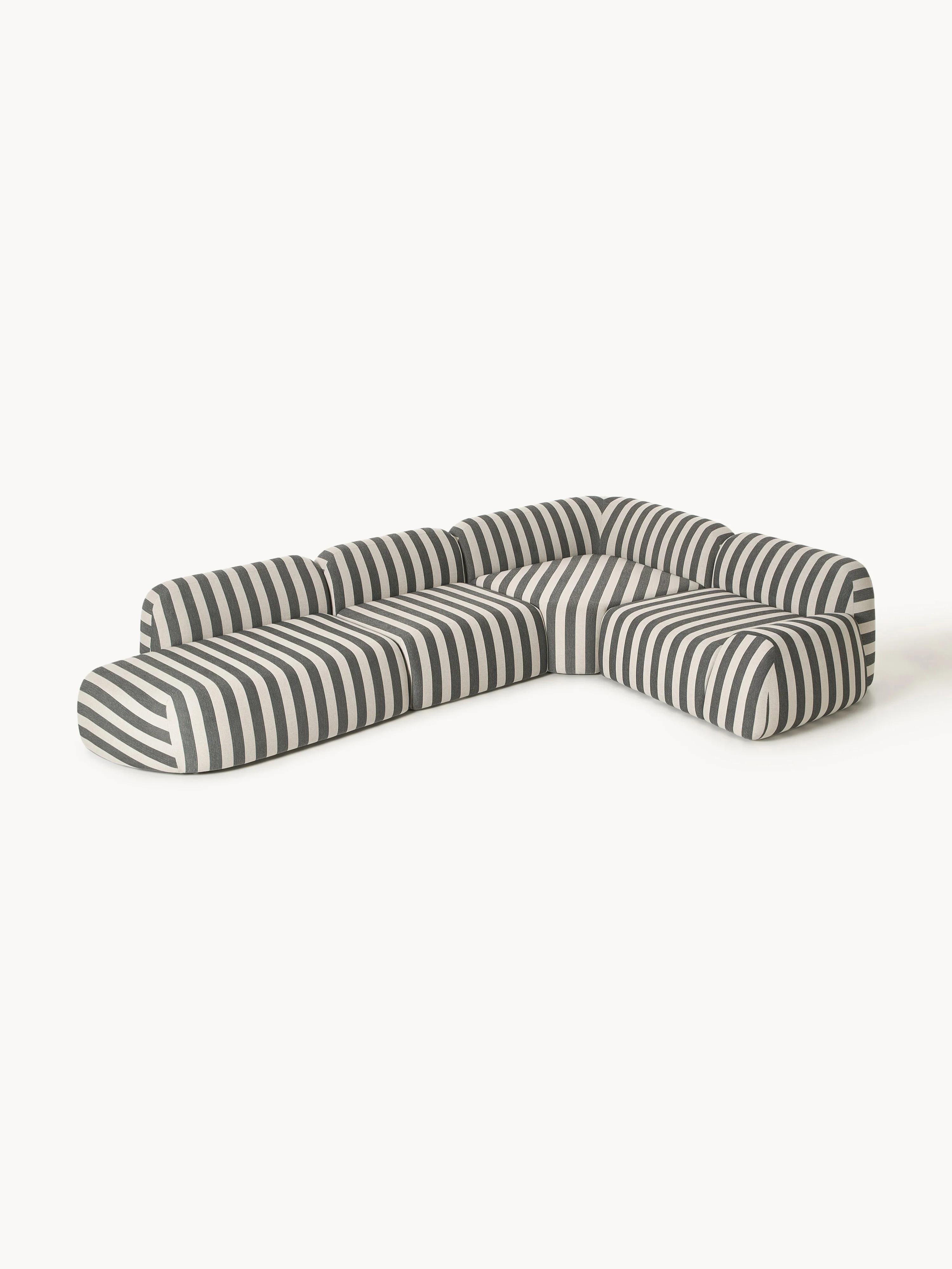 Gestreepte XL modulaire hoekbank Wolke (4-zits)