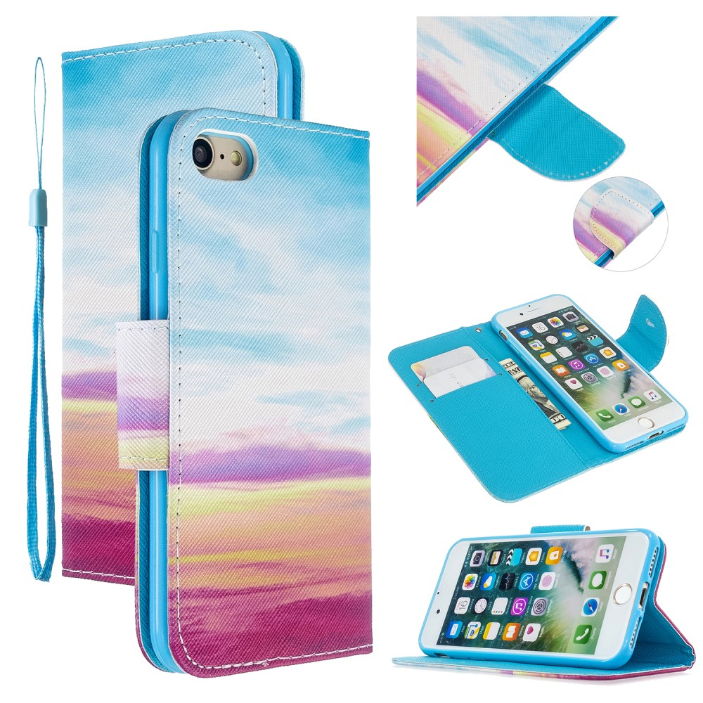 iPhone SE (2022/2020) / 8 / 7 / 6S Leder Tasche - Sonnenuntergang