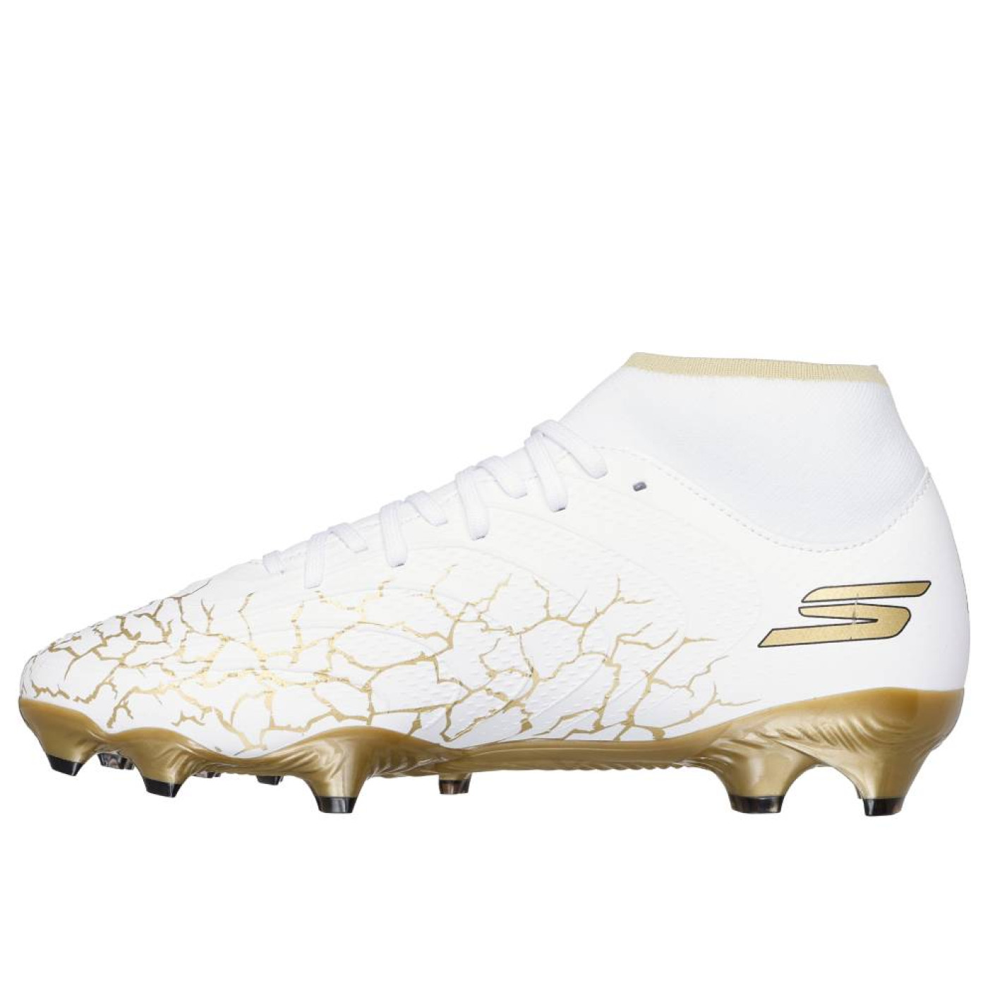 Skechers SKX_1.5 High Academy Gras Voetbalschoenen (FG) Wit Goud Zwart