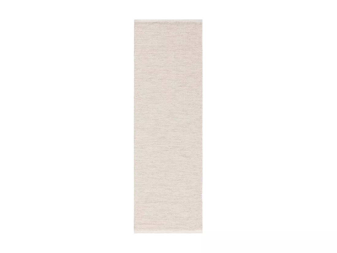Tapis de couloir en coton tissé main Ron Crème 80x250 cm