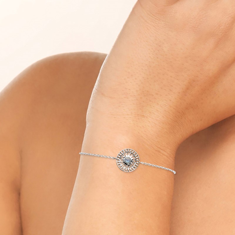 Bracelet Femme - Argent 925 - Labradorite - Longueur : 18 cm