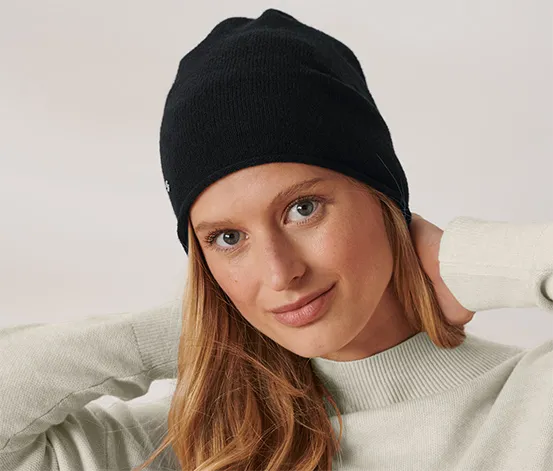 Feinstrick-Beanie, schwarz