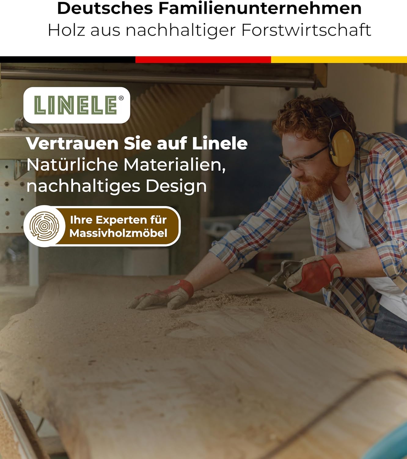 Baumkantentisch 200x100 cm – Tischplatte 3,6 cm – Massivholz Esstisch aus Akazienholz mit U-Gestell, echte Baumkante, naturfarben – Handgefertigt & robust – inkl. Lieferung an den Wunschort
