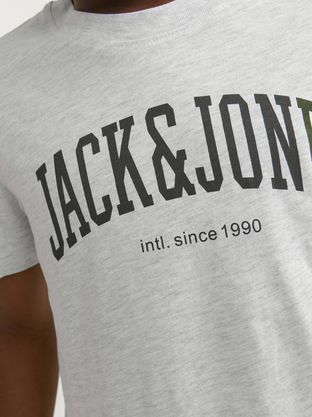 JACK & JONES T-shirt JJEJOSHmet tekst grijs