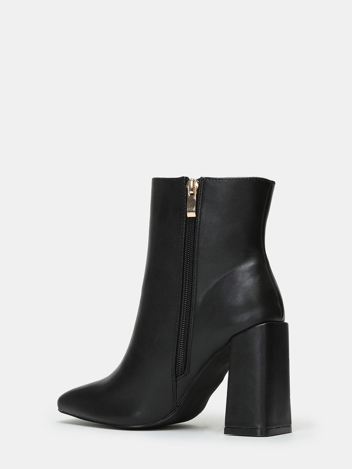 Bottines zippées à bout carré- Noir