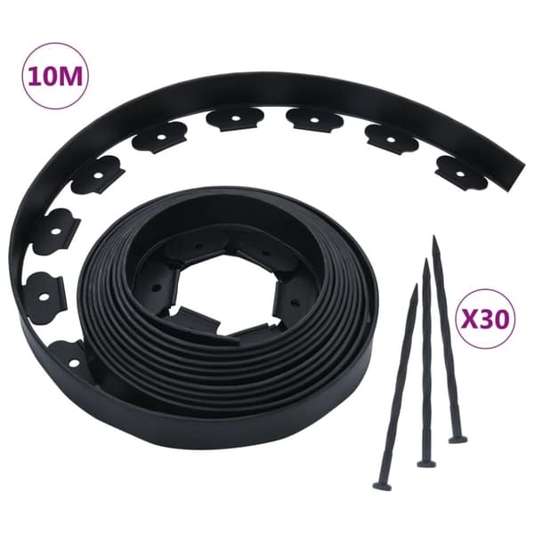 vidaXL Fleksibel plenkant med 30 plugger 10 m 5 cm