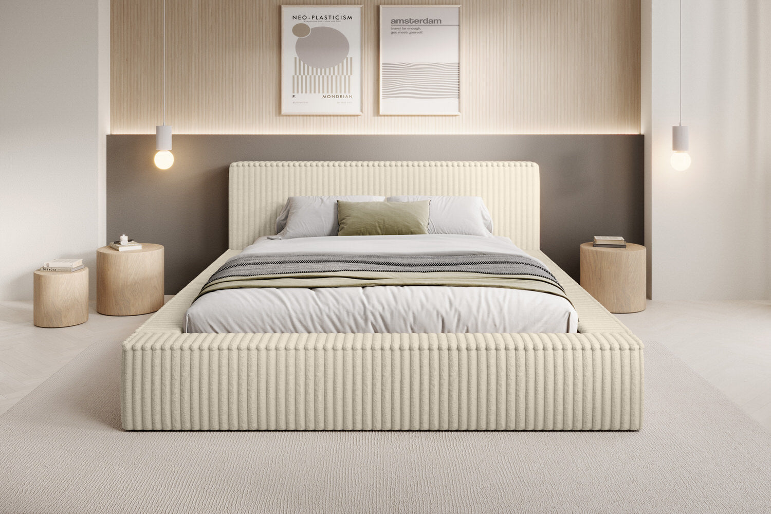 Trae Mobler Melody 140 x 200 cm Gestoffeerd Bed Creme