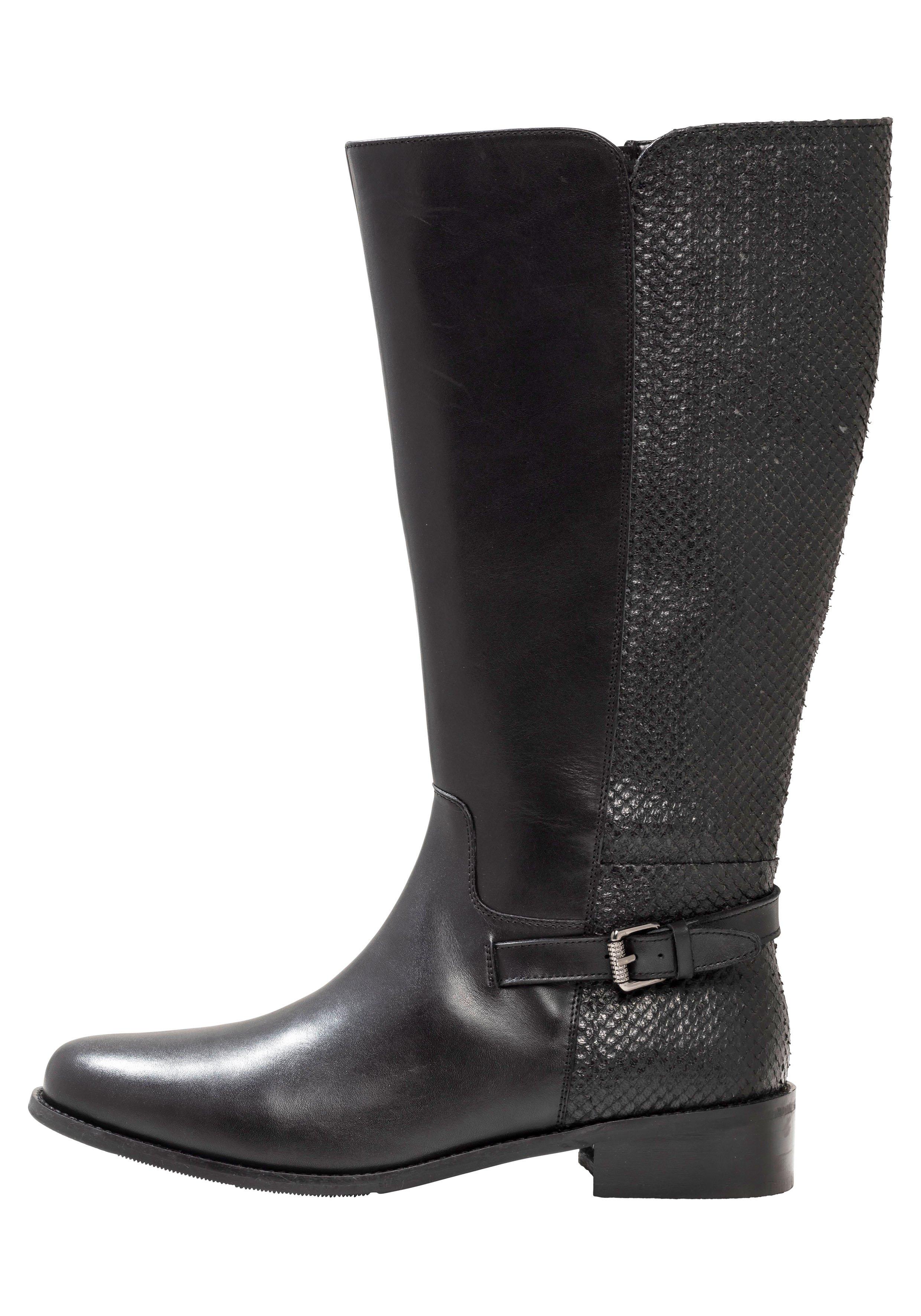 Weitschaftstiefel aus Leder, mit Schnallenbändern