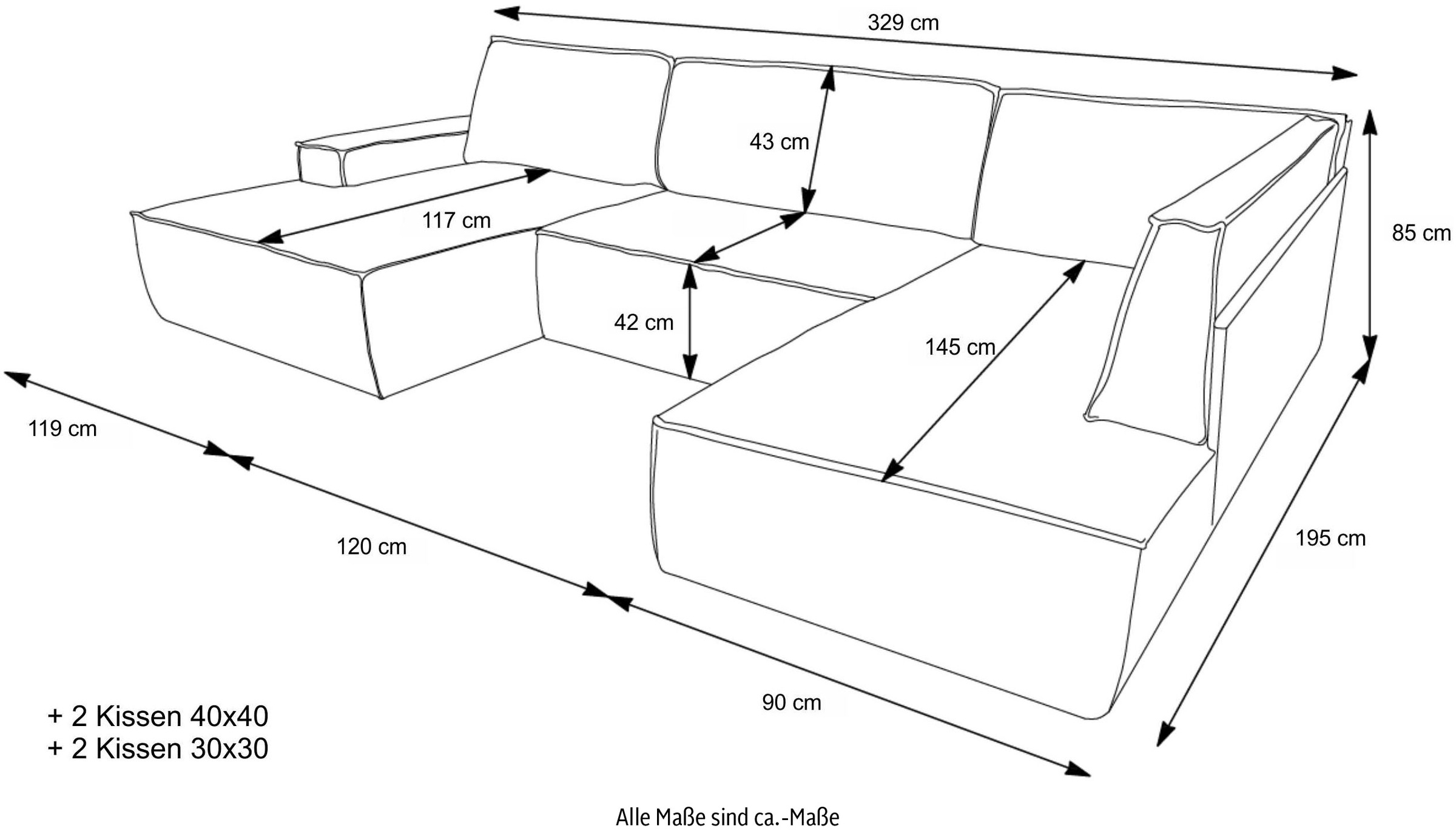 GOODproduct Wohnlandschaft »FINNLEY, U-Form XXL 329 cm, Schlafsofa, Schlaffunktion m. Bettkasten« verfügbar in den Stoffqualitäten Bouclé, Struktur fein und Mega Cord
