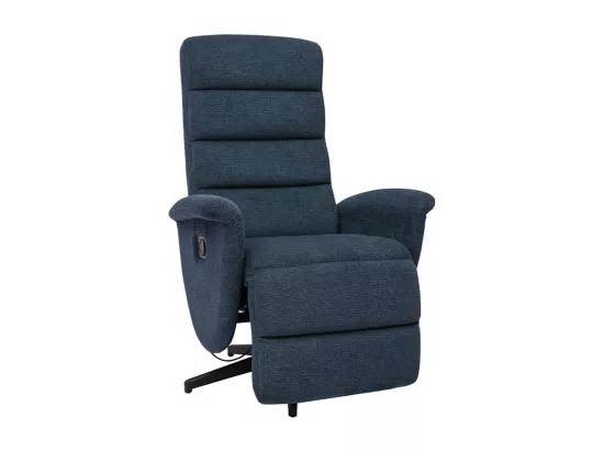 Fauteuil pivotant relax manuel en tissu chenille bleu foncé NELSON