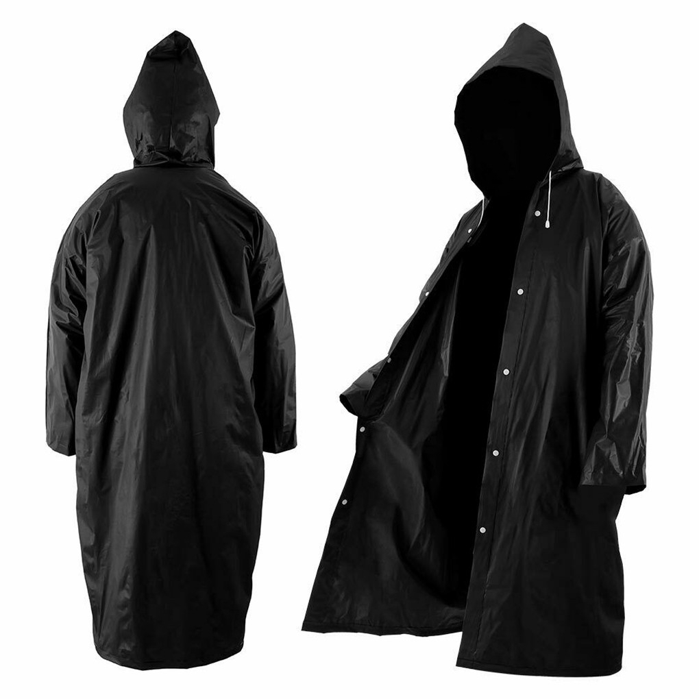 (145cm) Unisex Regenjacke Windmantel Poncho Regencape mit Kapuze   Druckknöpfe - Gelb