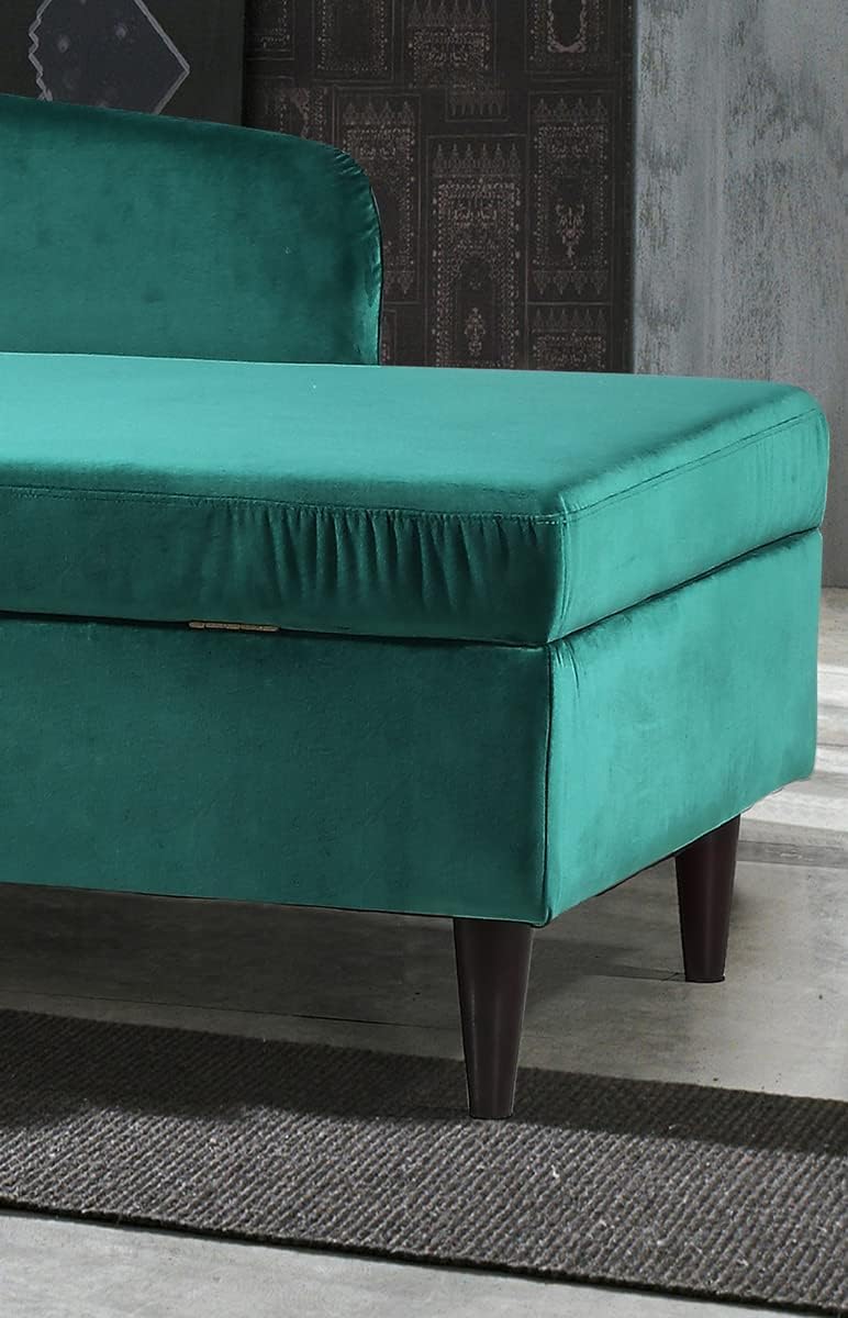 KAWOLA Polsterliege Bettsofa Recamiere Sarah Ottomane Bettkasten Recamiere mit Schlaffunktion (163 x 77 x 73)