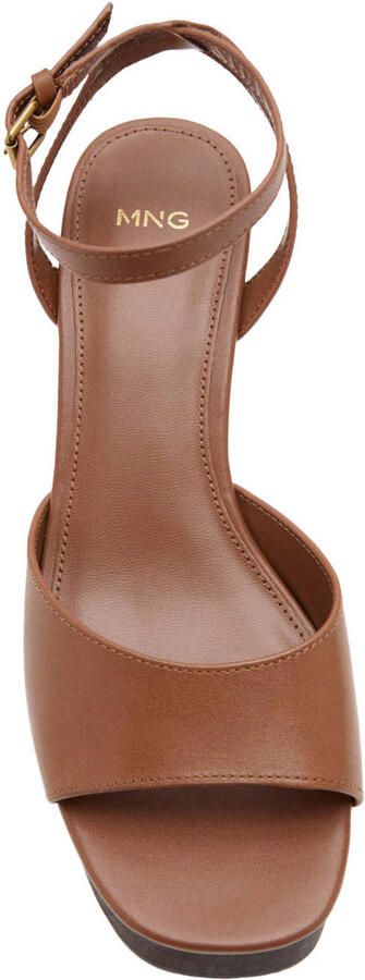Mango leren sleehakken met sleehak cognac