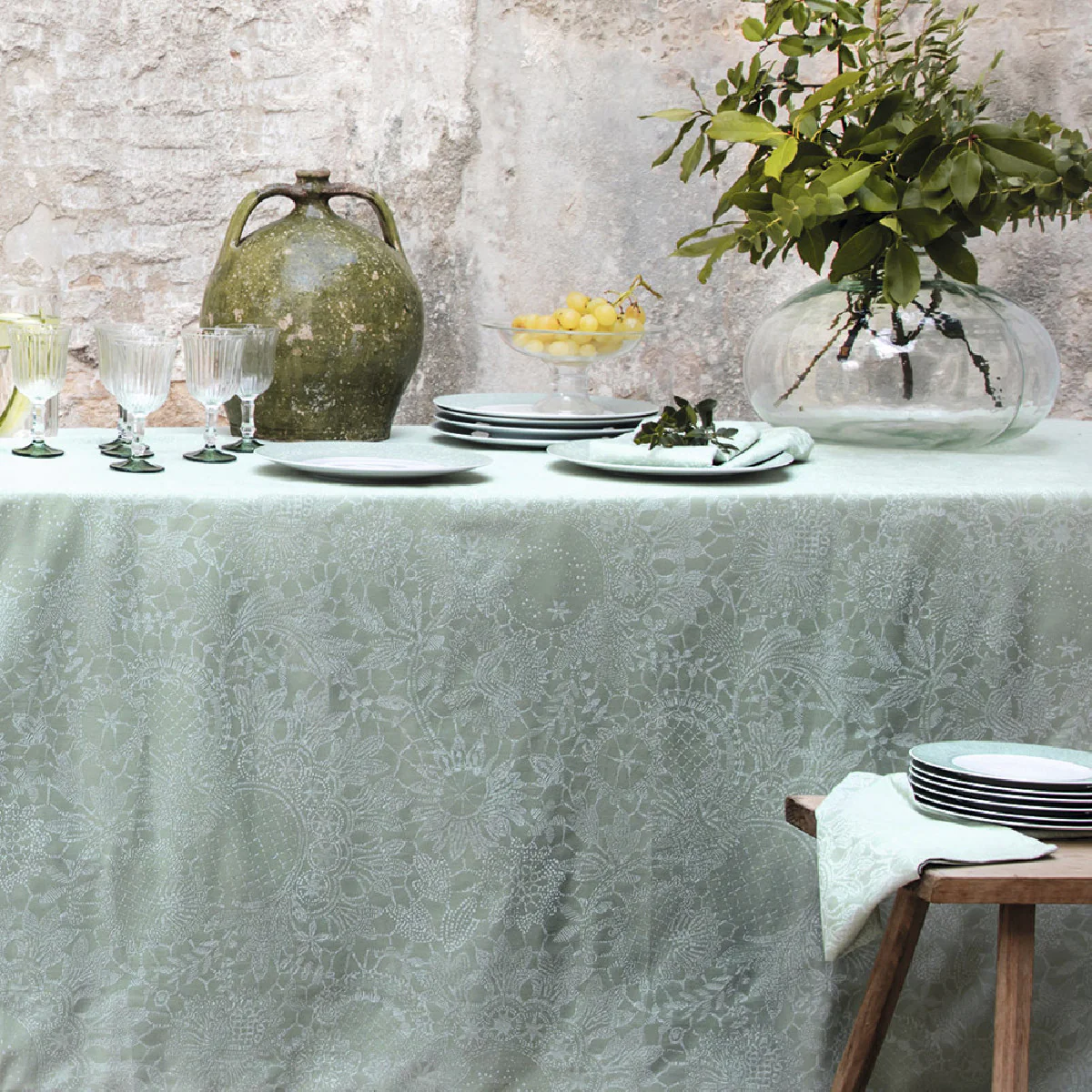 Set pur coton vert 40X50 Garnier Thiebaut