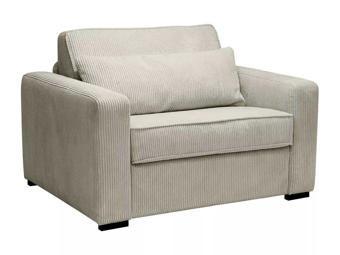 Fauteuil convertible express en velours côtelé beige - Couchage 70 cm - MONDOVI