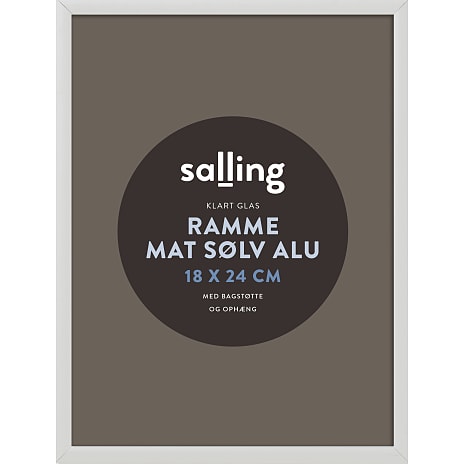 Mat sølv ramme m. glas - 18x24 cm
