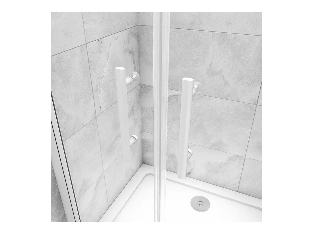Porte de douche battante 80x180cm profilé blanc en 5mm verre anticalcaire porte de douche Hauteur 180cm Installation en niche