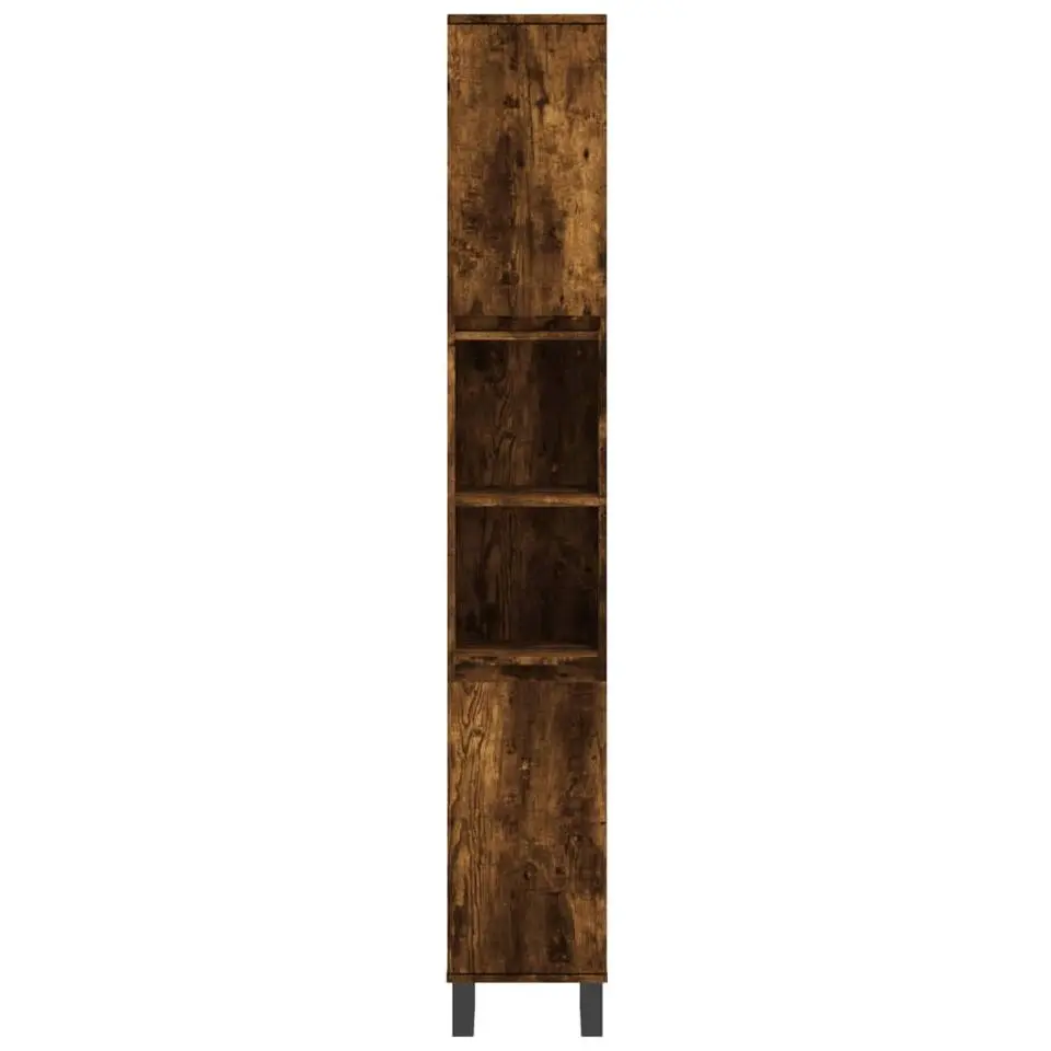 vidaXL - Kolomkast met 2 deuren - Gerookt eiken - Hout en ijzer - 30x30x190 cm