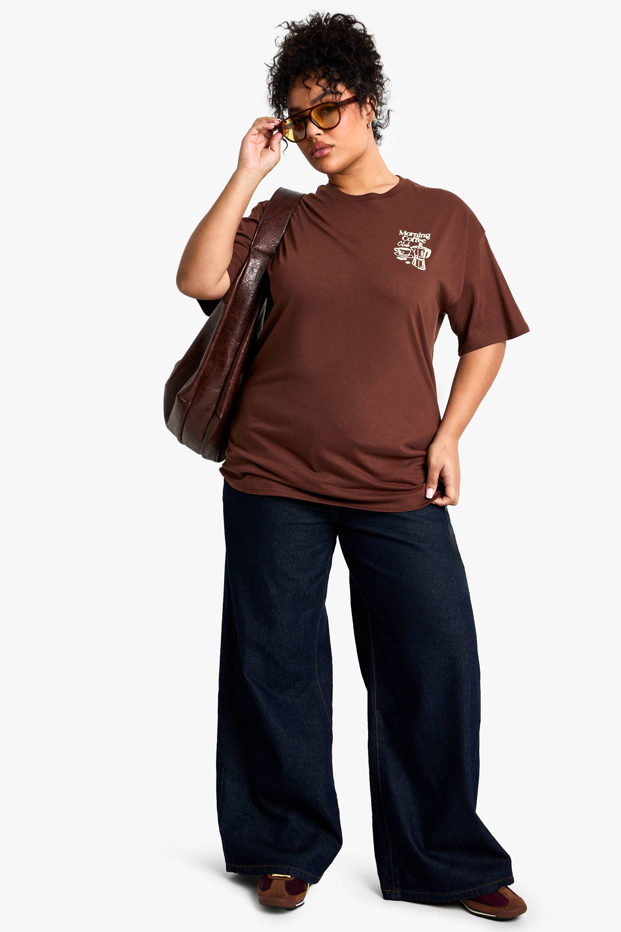 boohoo PLUS MORNING COFFEE T-SHIRT SURDIMENSIONNÉ